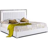 Alice Queen Bed in White Finish & Chrome